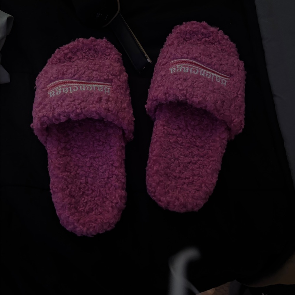 Balenciaga Pink Fuzzy Slippers